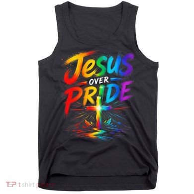 Jesus Over Pride Rainbow Cross Tank Top
