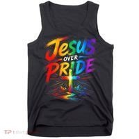 Jesus Over Pride Rainbow Cross Tank Top thumb 0