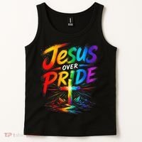 Jesus Over Pride Rainbow Cross Tank Top thumb 2