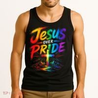 Jesus Over Pride Rainbow Cross Tank Top thumb 3