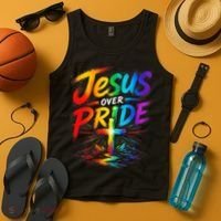 Jesus Over Pride Rainbow Cross Tank Top thumb 4