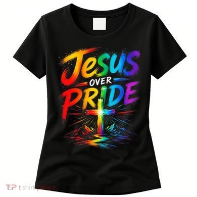 Jesus Over Pride Rainbow Cross Women's T-Shirt