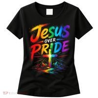 Jesus Over Pride Rainbow Cross Women's T-Shirt thumb 0