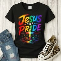 Jesus Over Pride Rainbow Cross Women's T-Shirt thumb 3