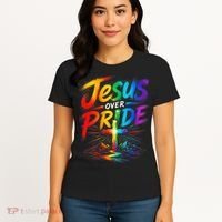 Jesus Over Pride Rainbow Cross Women's T-Shirt thumb 4
