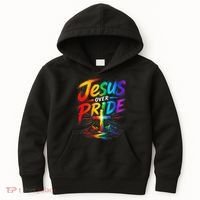 Jesus Over Pride Rainbow Cross Kids Hoodie thumb 0