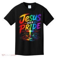 Jesus Over Pride Rainbow Cross Kids T-Shirt thumb 0