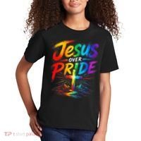 Jesus Over Pride Rainbow Cross Kids T-Shirt thumb 2