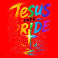 Jesus Over Pride Rainbow Cross Santa Hat thumb 1
