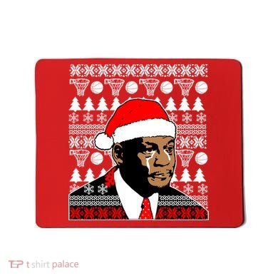 Jordan Crying Meme Ugly Christmas Sweater Design Mousepad
