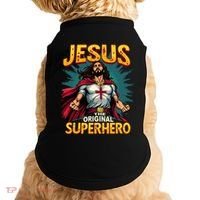 Jesus Original Superhero Comic Style Funny Christian Doggie Tank thumb 0