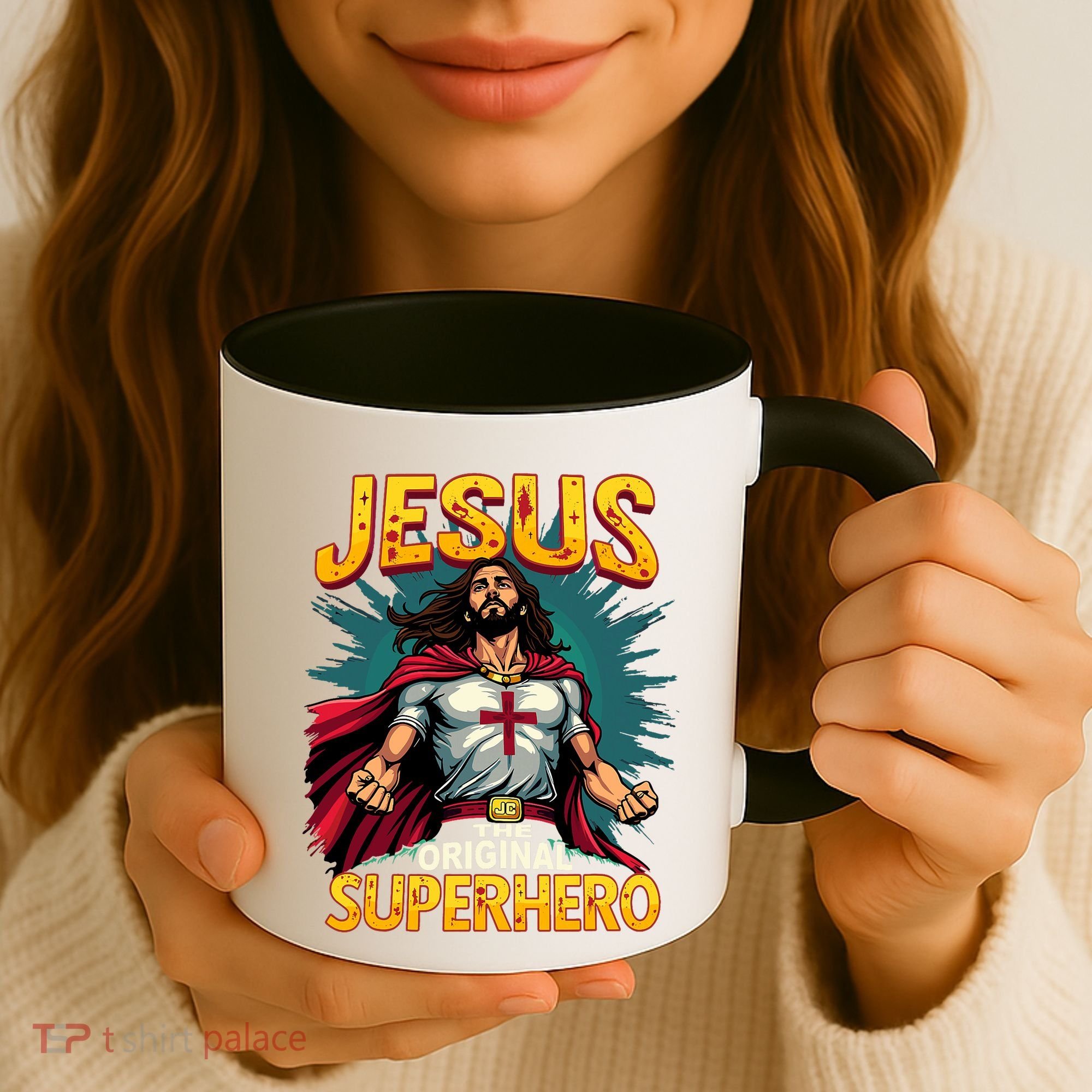 Jesus Original Superhero Comic Style Funny Christian Coffee Mug