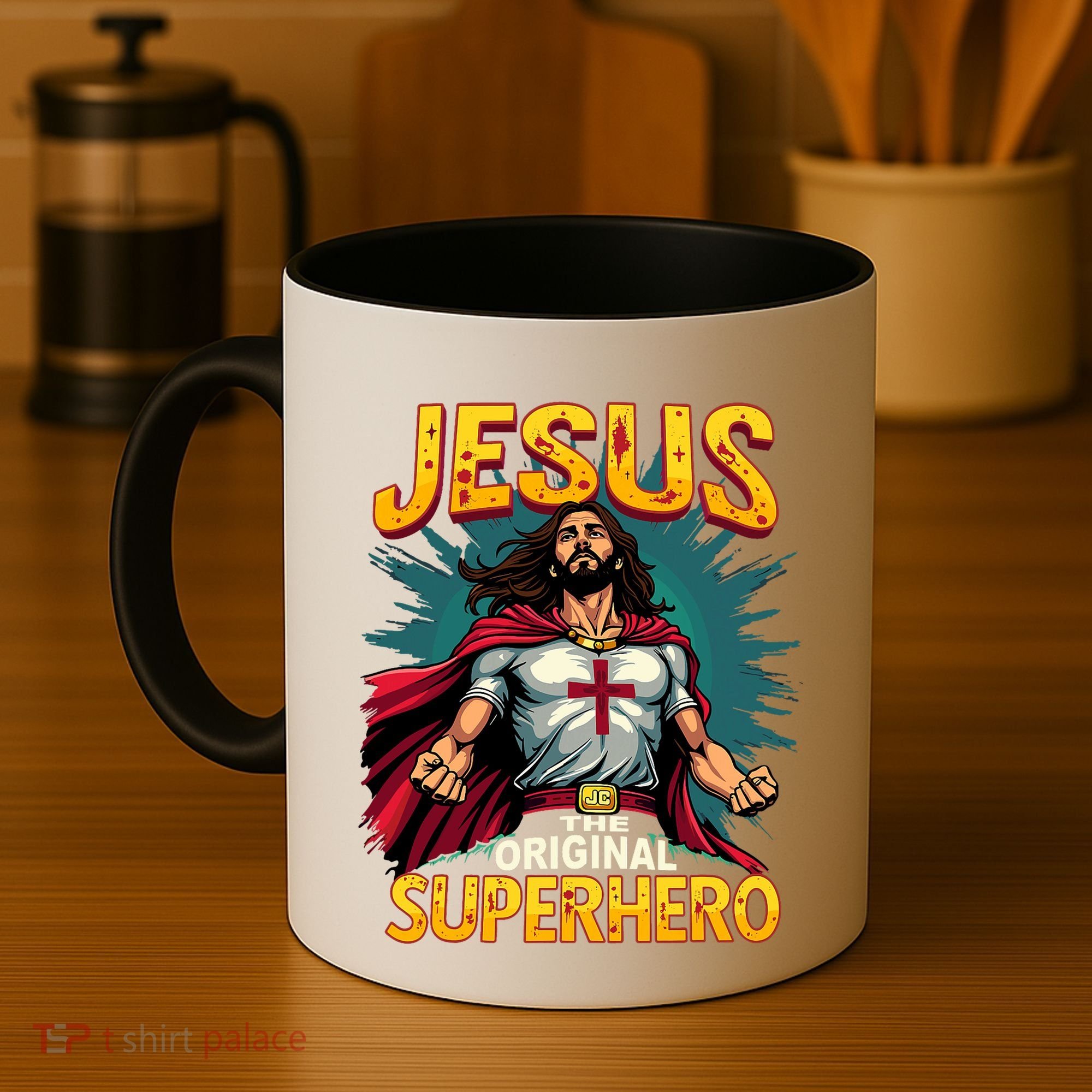 Jesus Original Superhero Comic Style Funny Christian Coffee Mug