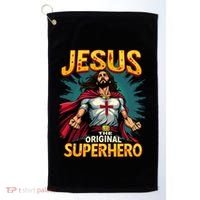 Jesus Original Superhero Comic Style Funny Christian Golf Towel thumb 0