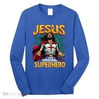 Jesus Original Superhero Comic Style Funny Christian Long Sleeve Shirt thumb 0