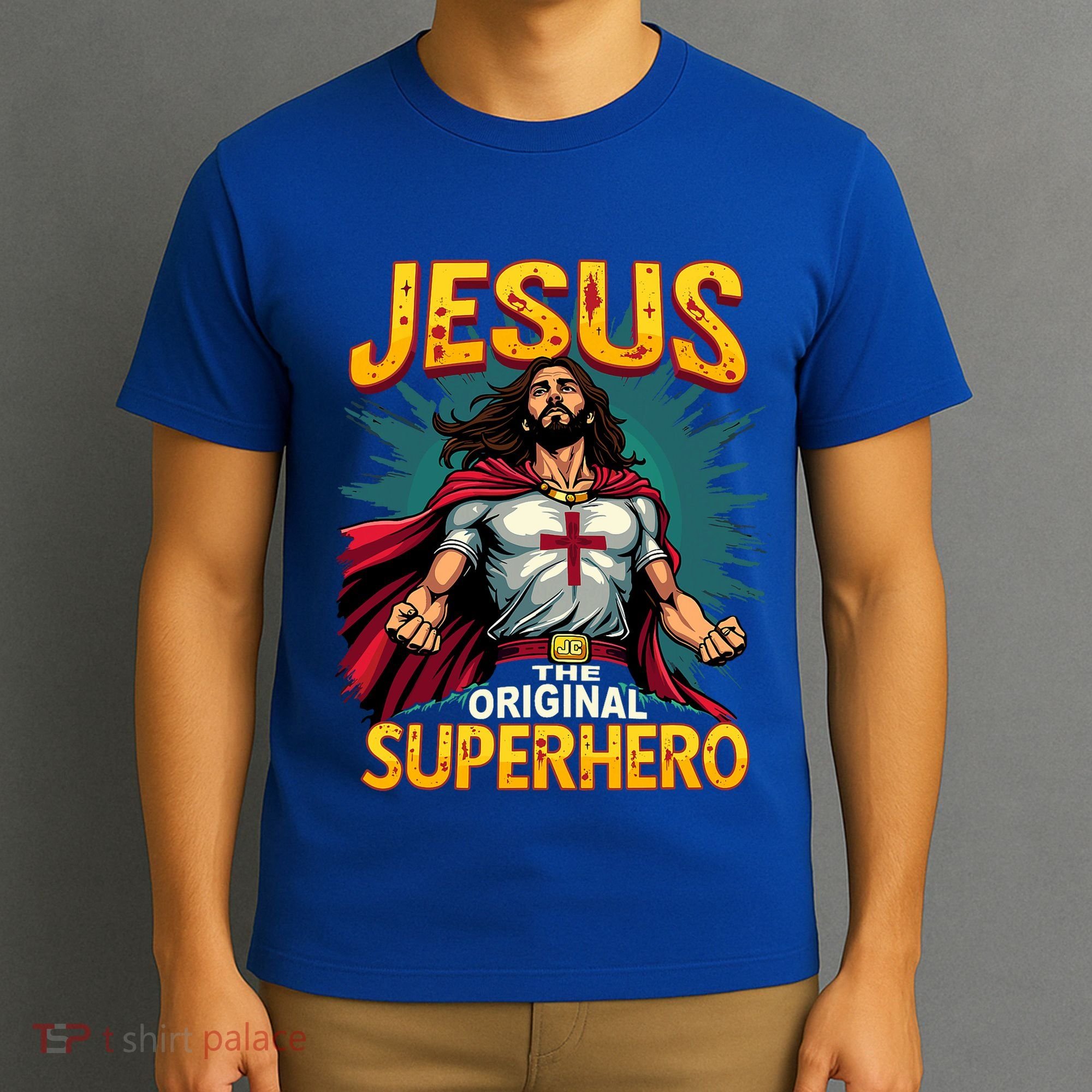 Jesus Original Superhero Comic Style Funny Christian T-Shirt