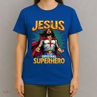 Jesus Original Superhero Comic Style Funny Christian T-Shirt thumb 4