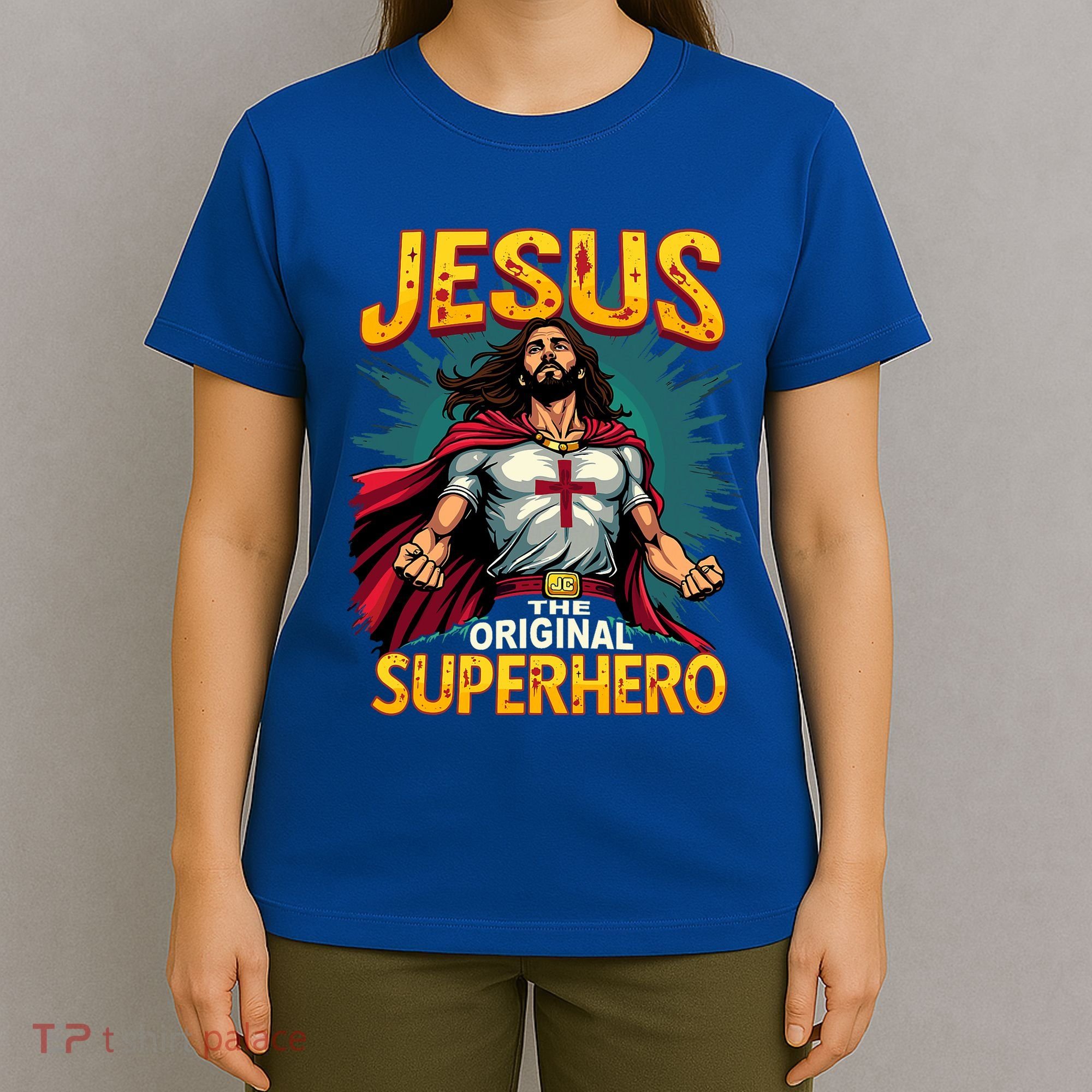 Jesus Original Superhero Comic Style Funny Christian T-Shirt