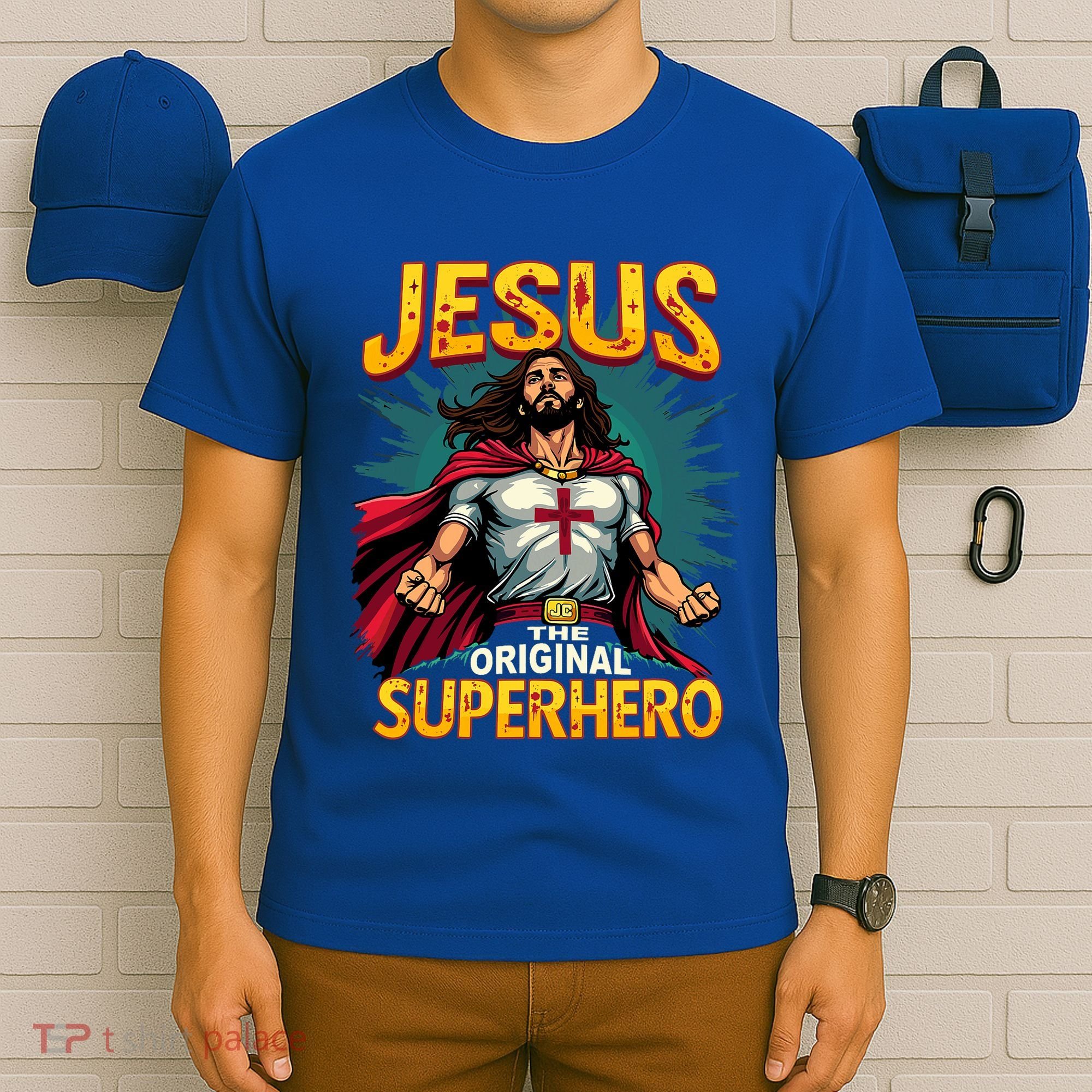 Jesus Original Superhero Comic Style Funny Christian T-Shirt