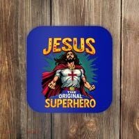 Jesus Original Superhero Comic Style Funny Christian Coaster thumb 0