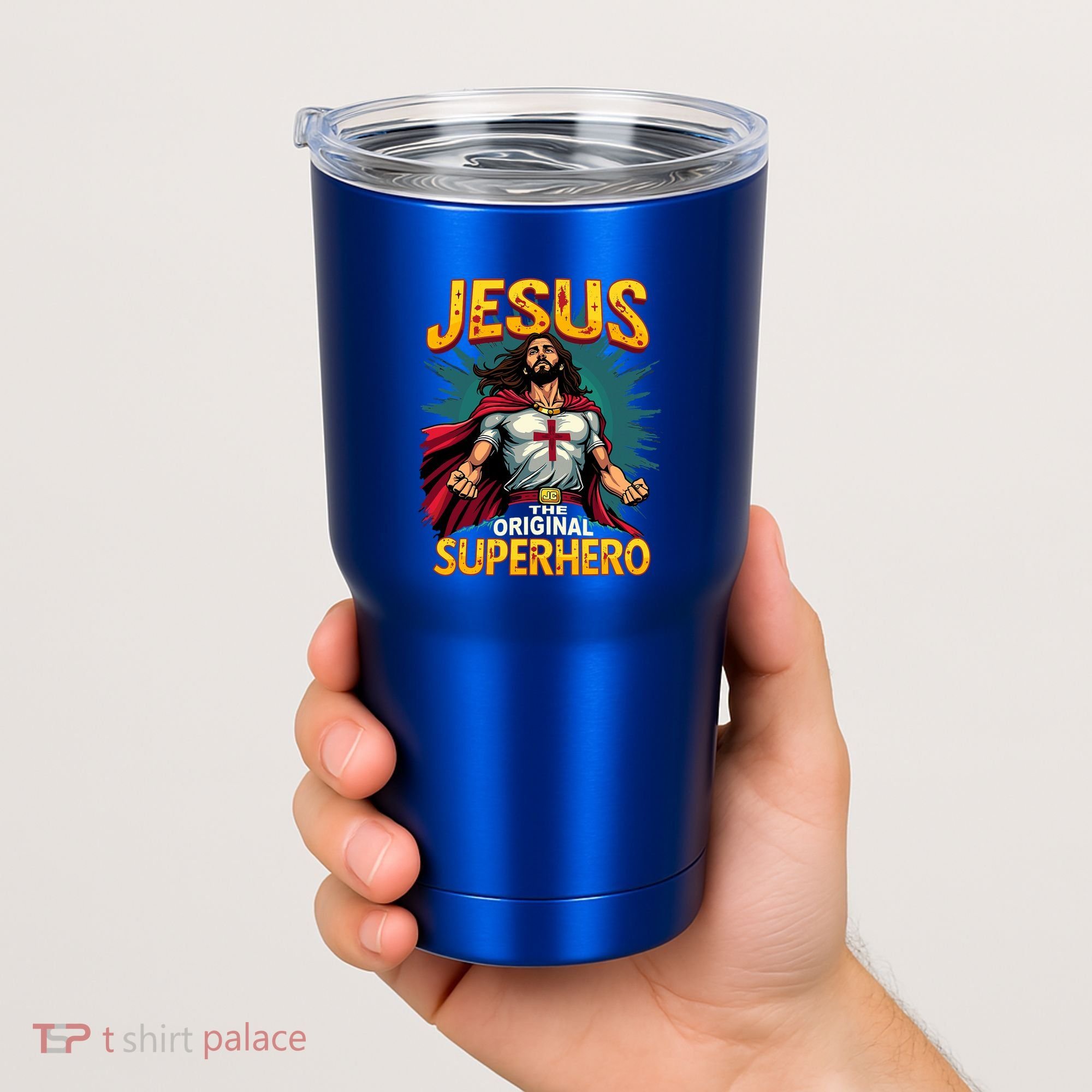Jesus Original Superhero Comic Style Funny Christian Tumbler