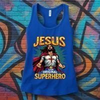 Jesus Original Superhero Comic Style Funny Christian Women's Tank Top thumb 3