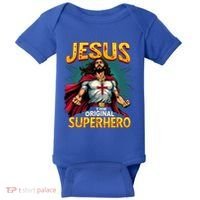 Jesus Original Superhero Comic Style Funny Christian Baby Bodysuit thumb 0