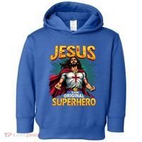 Jesus Original Superhero Comic Style Funny Christian Toddler Hoodie thumb 0