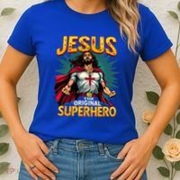 Jesus Original Superhero Comic Style Funny Christian Women's T-Shirt thumb 2