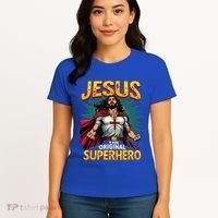 Jesus Original Superhero Comic Style Funny Christian Women's T-Shirt thumb 4