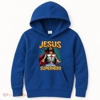 Jesus Original Superhero Comic Style Funny Christian Kids Hoodie thumb 0