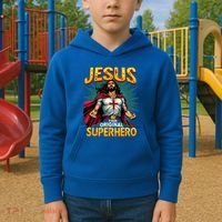 Jesus Original Superhero Comic Style Funny Christian Kids Hoodie thumb 2