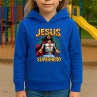 Jesus Original Superhero Comic Style Funny Christian Kids Hoodie thumb 3