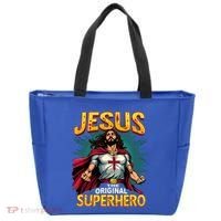 Jesus Original Superhero Comic Style Funny Christian Tote Bag thumb 0
