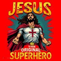 Jesus Original Superhero Comic Style Funny Christian Santa Hat thumb 1