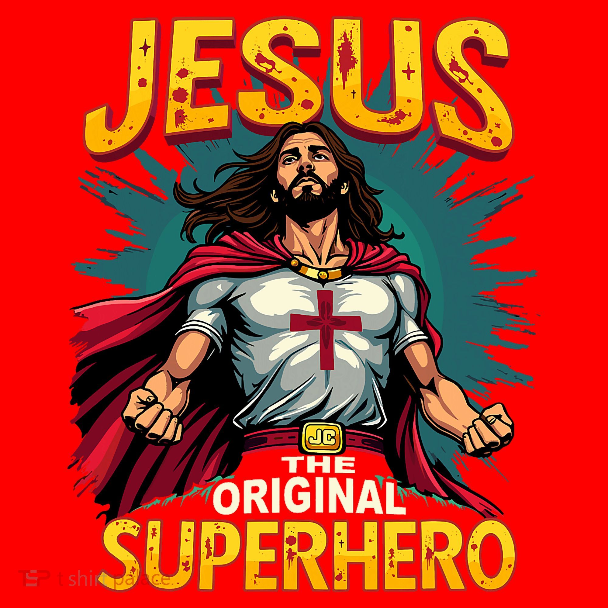 Jesus Original Superhero Comic Style Funny Christian Santa Hat