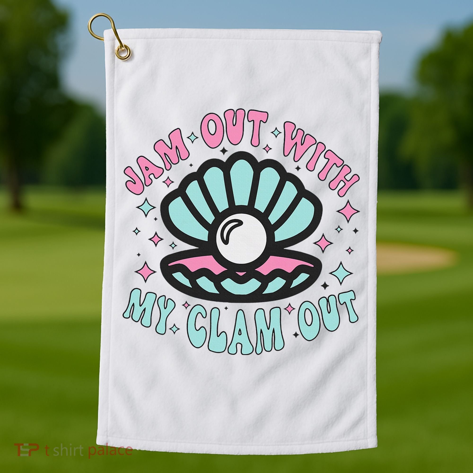 Jam Out With My Clam Out Funny Party Club Golf Towel