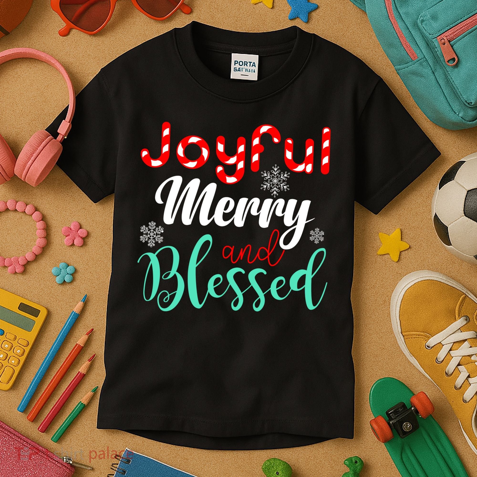 Joyful Merry And Blessed Kids T-Shirt
