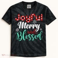 Joyful Merry And Blessed Kids Tie-Dye T-Shirt thumb 0