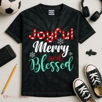 Joyful Merry And Blessed Kids Tie-Dye T-Shirt thumb 2