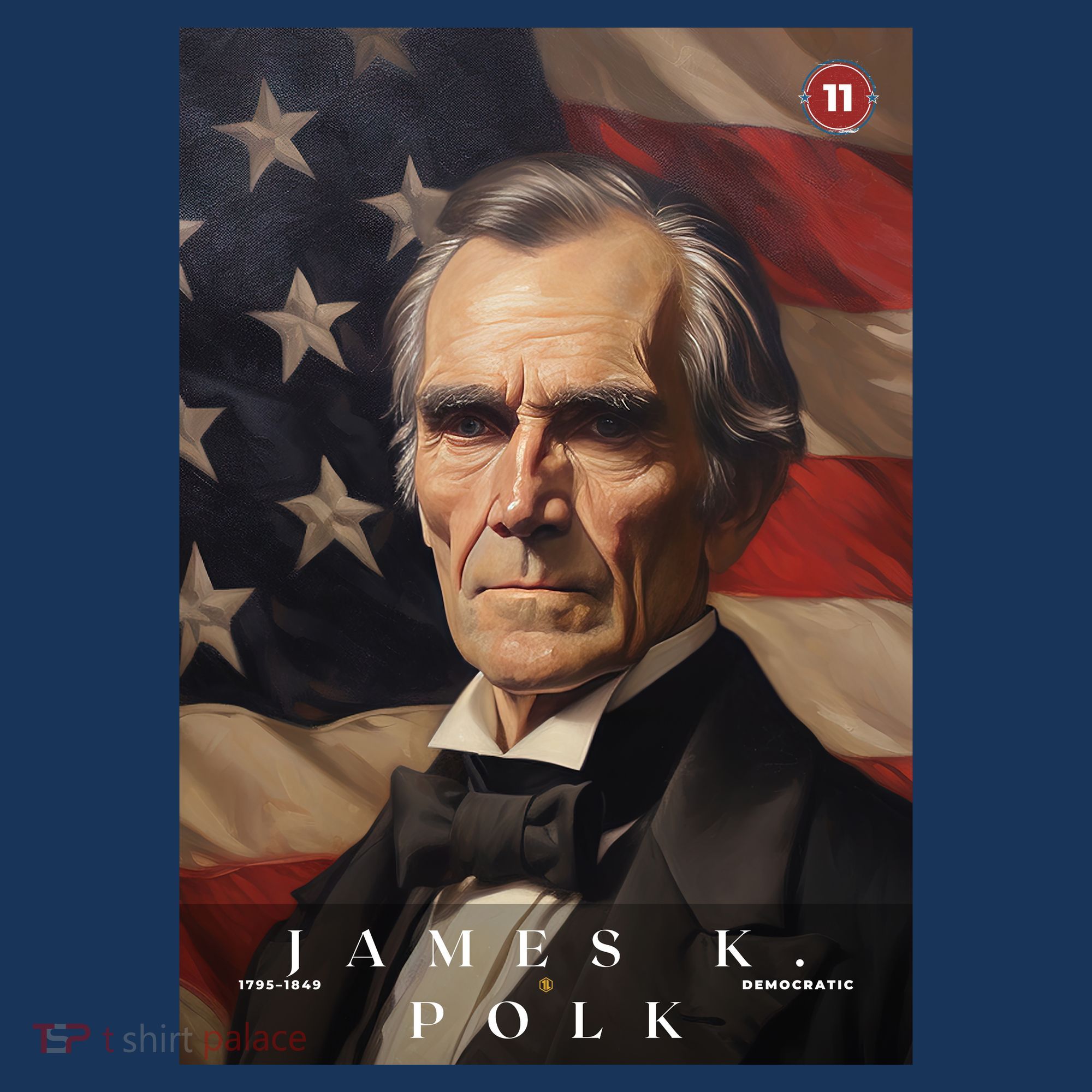 James Polk 11th President Of The United States Portrait T-Shirt