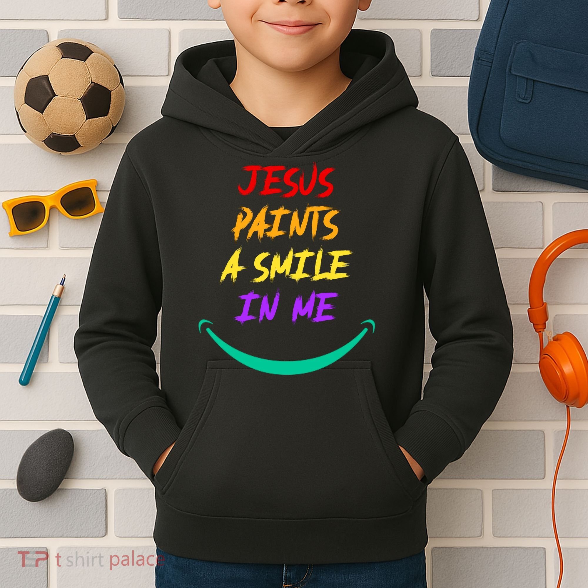 Jesus Paints A Smile In Me Kids Hoodie