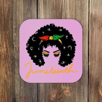 Juneteenth Pride Afro Hair Black History Coaster