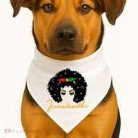 Juneteenth Pride Afro Hair Black History USA-Made Doggie Bandana thumb 1