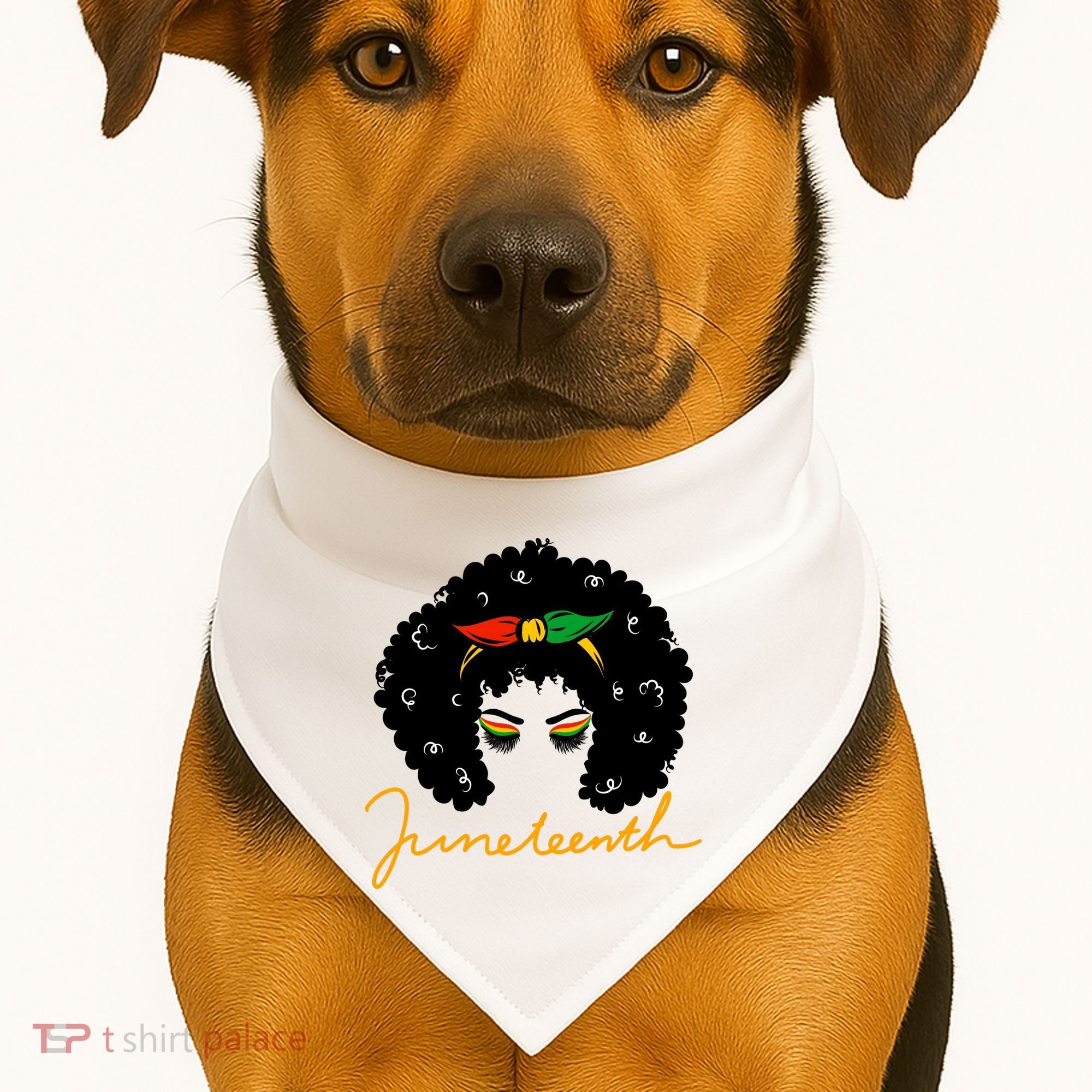 Juneteenth Pride Afro Hair Black History USA-Made Doggie Bandana