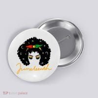 Juneteenth Pride Afro Hair Black History Button thumb 0