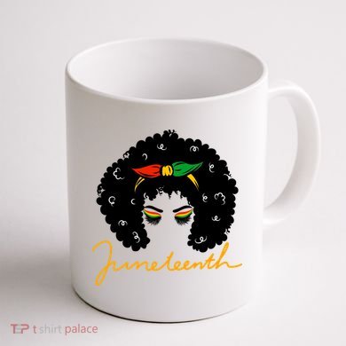 Juneteenth Pride Afro Hair Black History Coffee Mug back