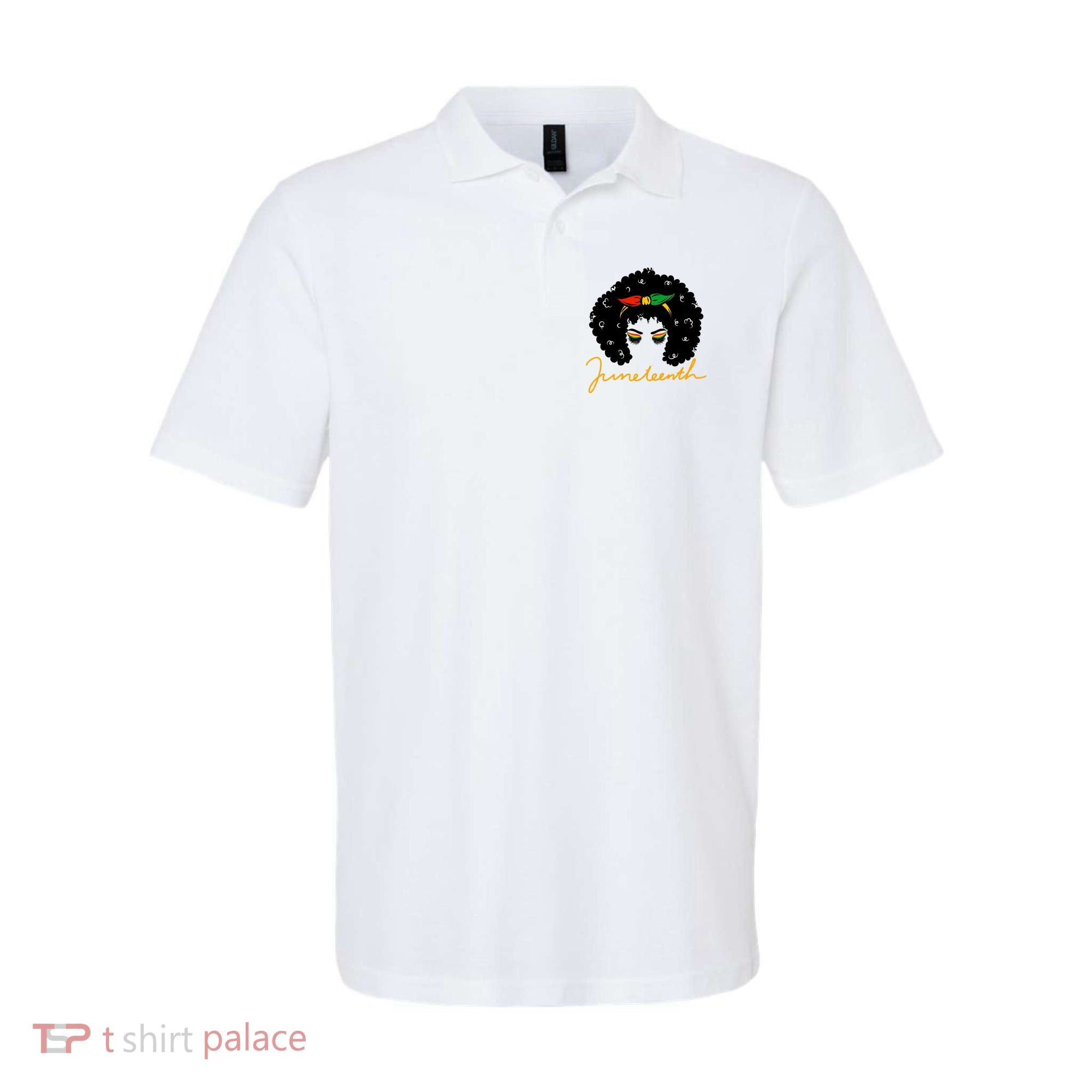 Juneteenth Pride Afro Hair Black History Polo