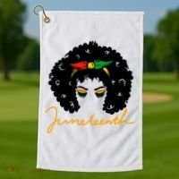 Juneteenth Pride Afro Hair Black History Golf Towel thumb 1