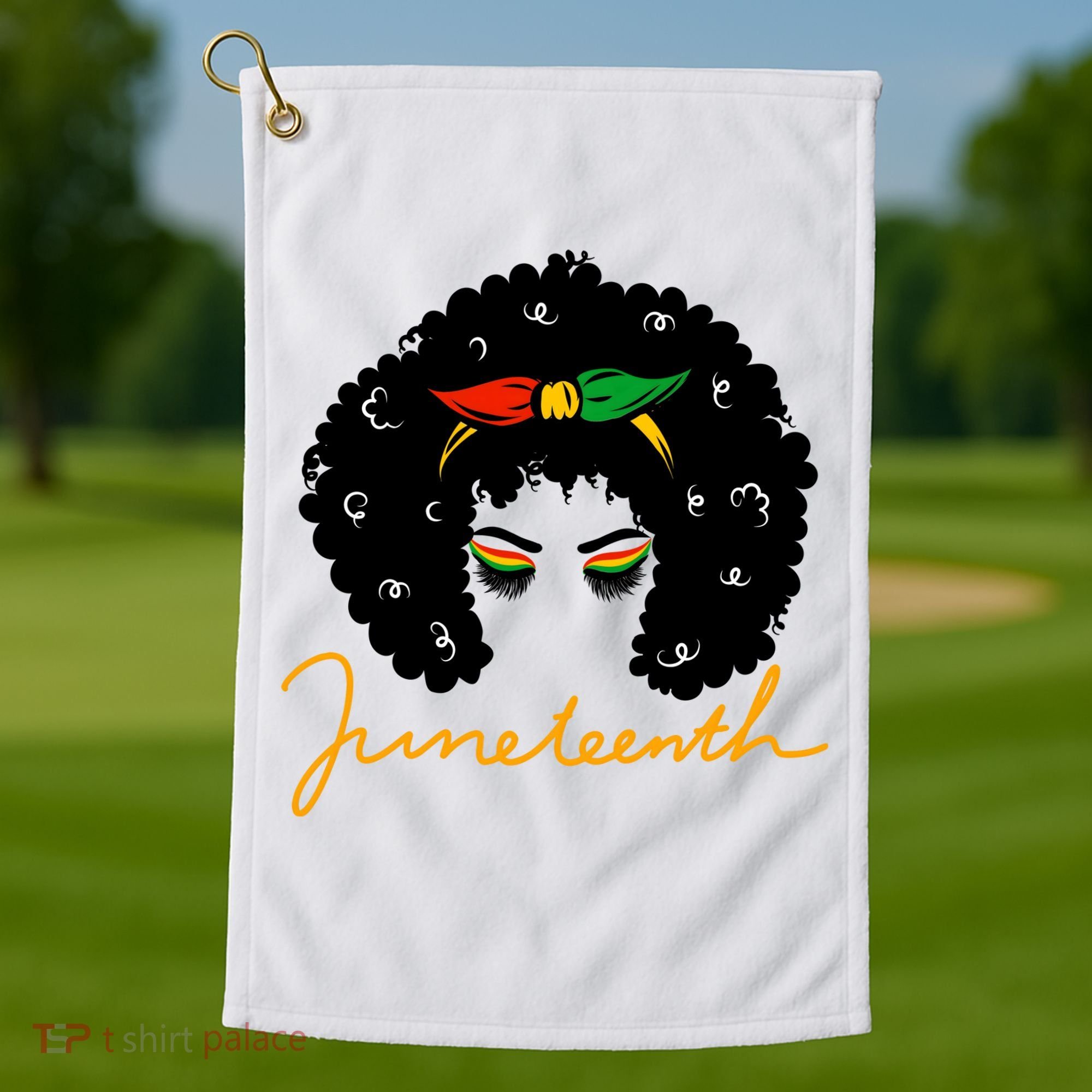 Juneteenth Pride Afro Hair Black History Golf Towel